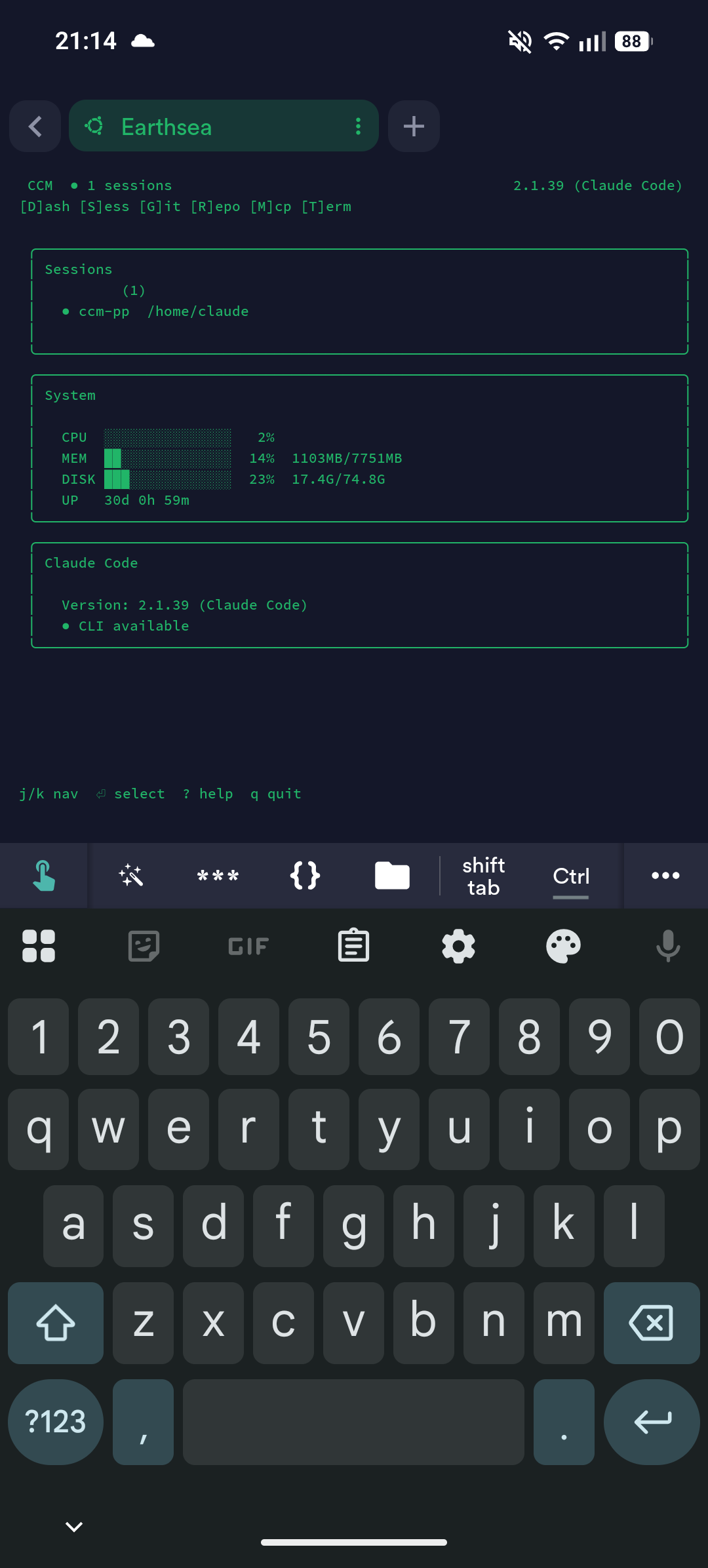 CLI dashboard on phone