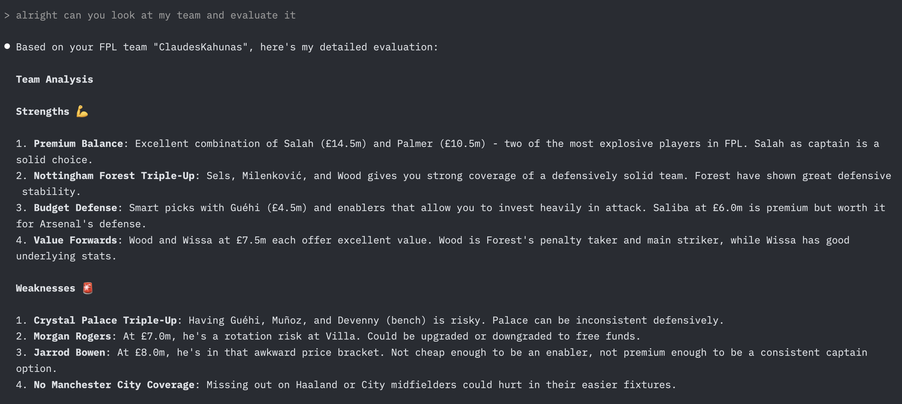 Team Evaluation Showing the Problem